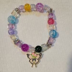 Whimsical Butterfly & Tulip Charm Bracelet